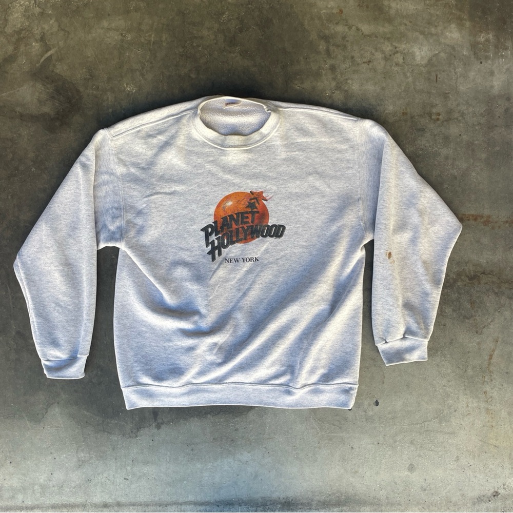 Vintage 90s Planet Hollywood New York City Sweatshirt Pullover L NYC USA